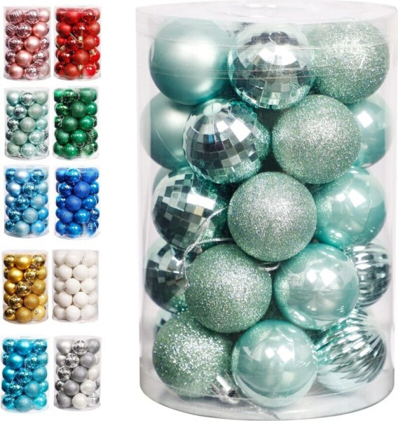 Julekulepynt for juletreet, forhåndstrengte, festlige hengende kuler, lysegrønn