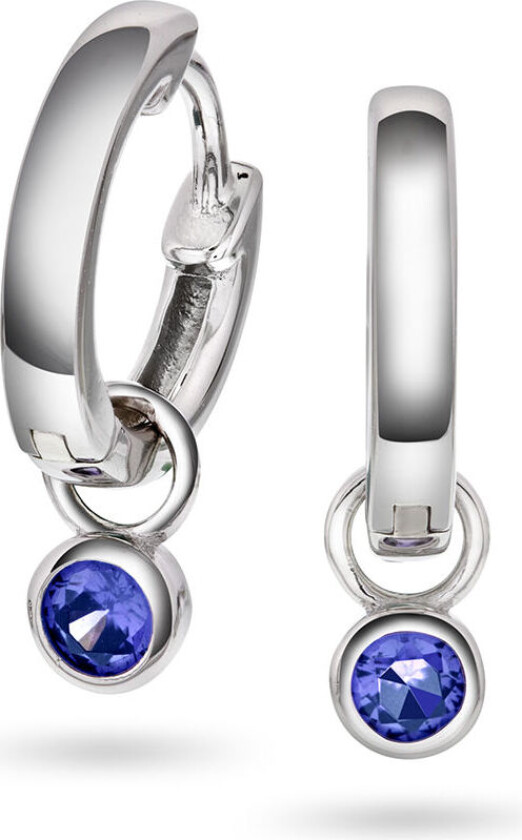 , Øreringer i 925 sølv med blå zirkonia