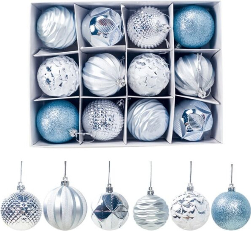 12 stk julekulepynt for juletredekor 2,36" gaveeske Blue