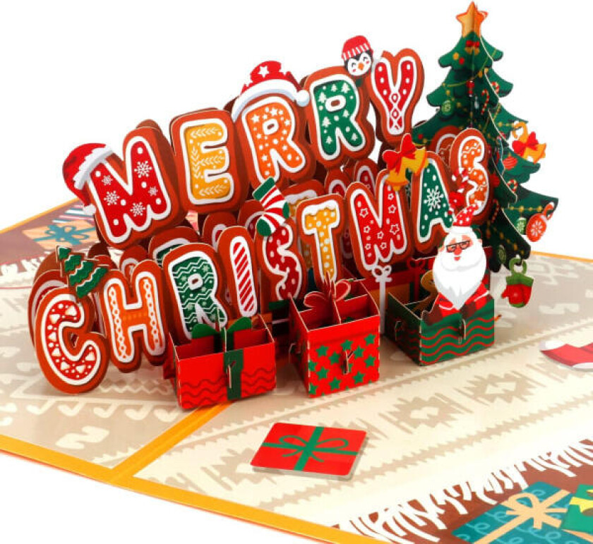 Julekort 3D Pop Up, 3-pak god jul gratulasjonskort