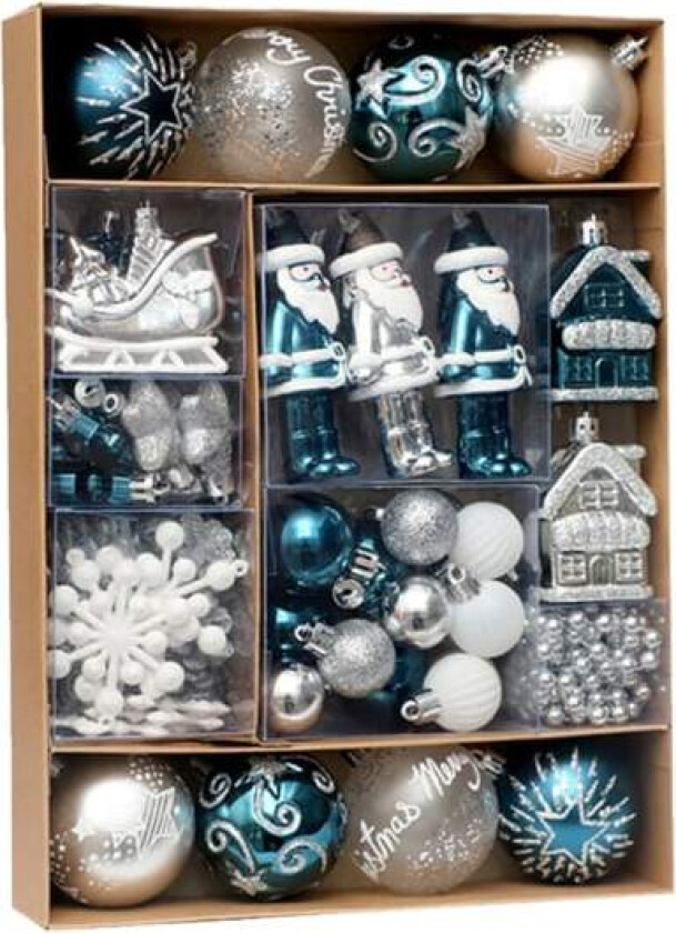 Julekuler, Julekuleformet Juletrepyntsett, Juleglitterpynt, Hengende Juletrepynt