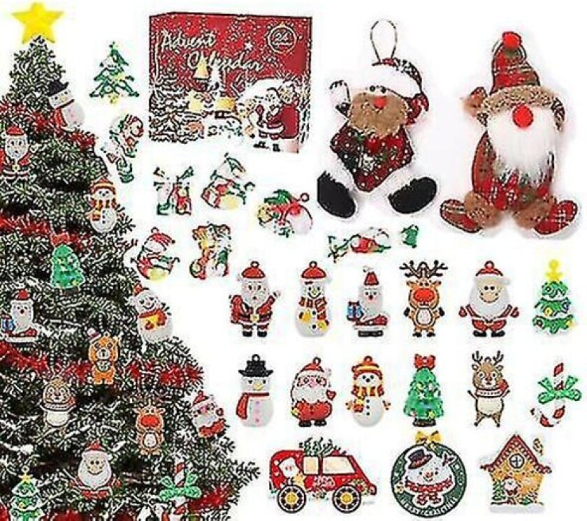 Julekalender med nedtelling til jul - 24 dager med julepynt til juletreet - Blindboks