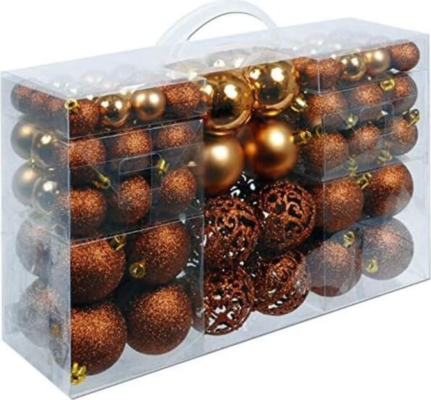 100 stk julekuler i plast, bronse