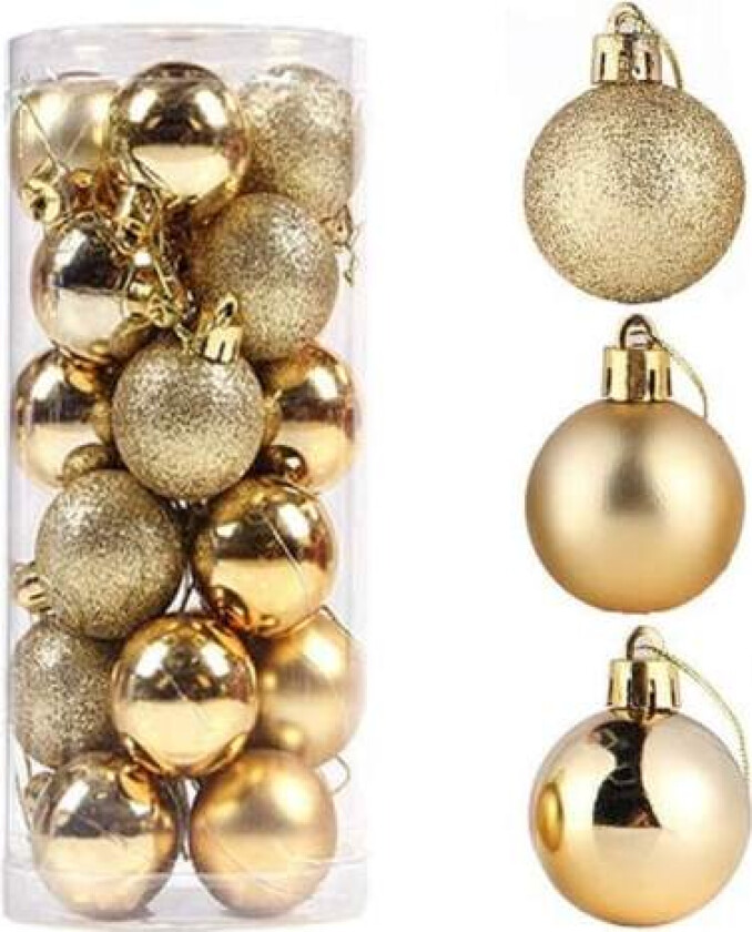 Gullfargede 3 cm julekule-tredekorasjoner, juletre