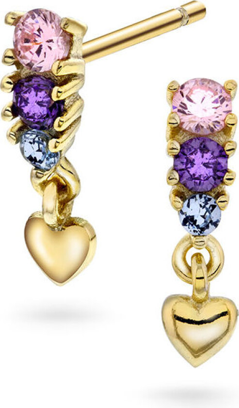 Bilde av , Øredobber til barn i forgylt sølv med zirkonia og hjerte