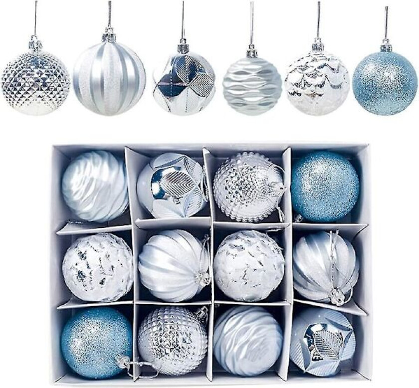 12 stk Julekuler, Julekule Sett, Julekulesett 2,4 tommer / 6 cm