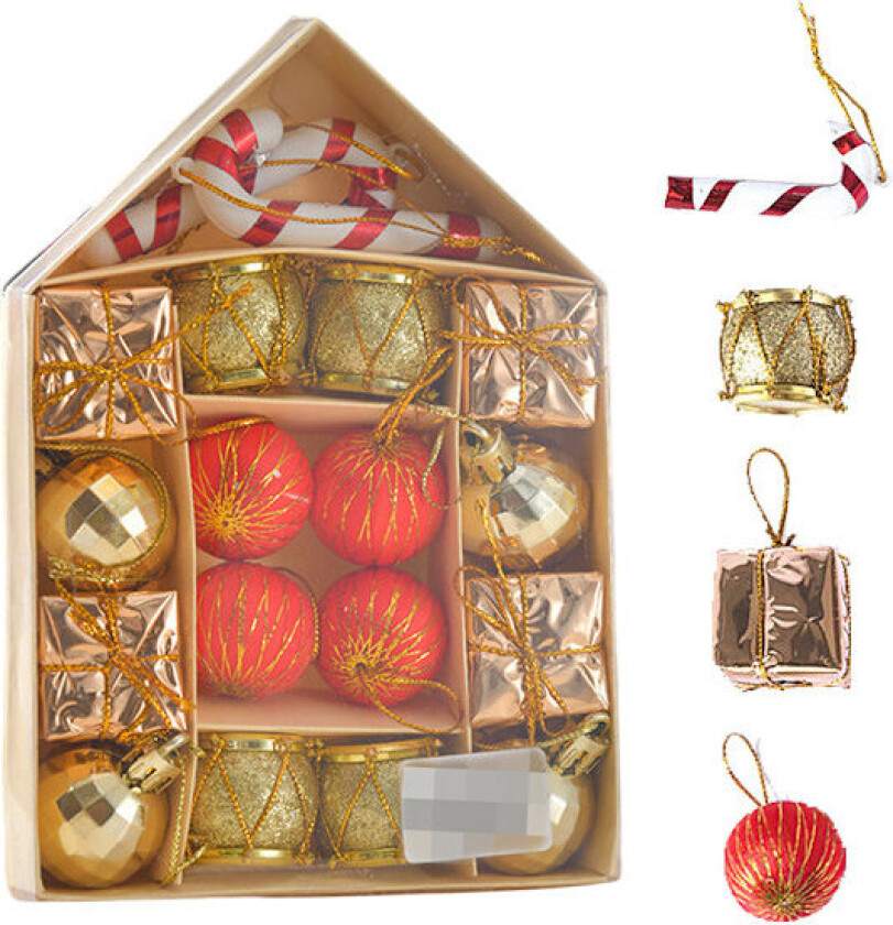 Julekulesett: Juletrærpyntkuler, knussikre, hengende, fargede, til fest, bryllup, hjem, utendørs, innendørs