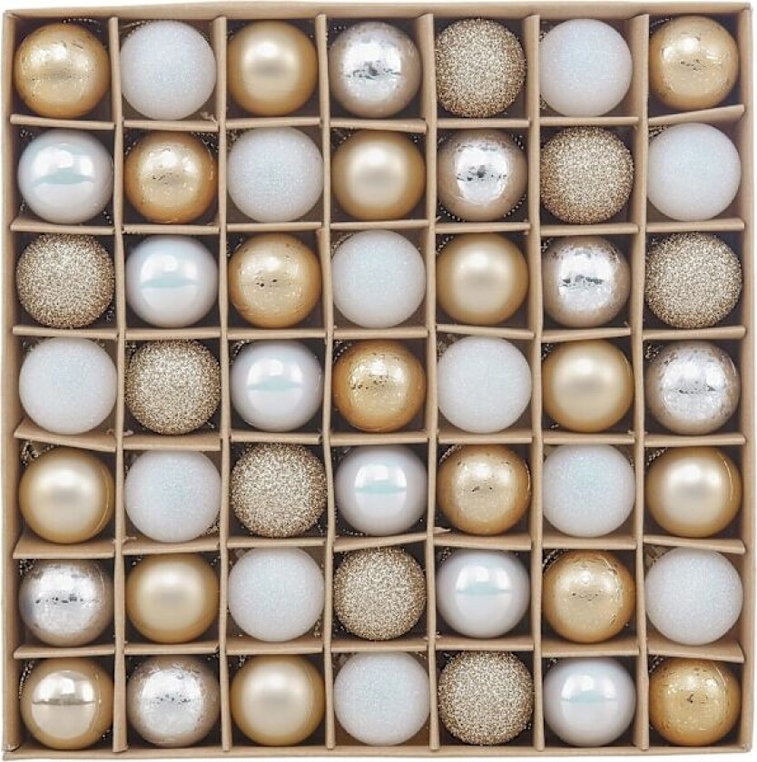 Julekuler til juletrepynt, 49 stk 3 cm hvitt gull knussikre julekulepynt hvitt gull White Gold