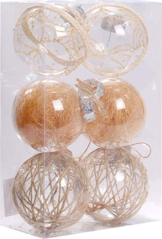 CDQ 6 stk gjennomsiktige julekule sett juletre