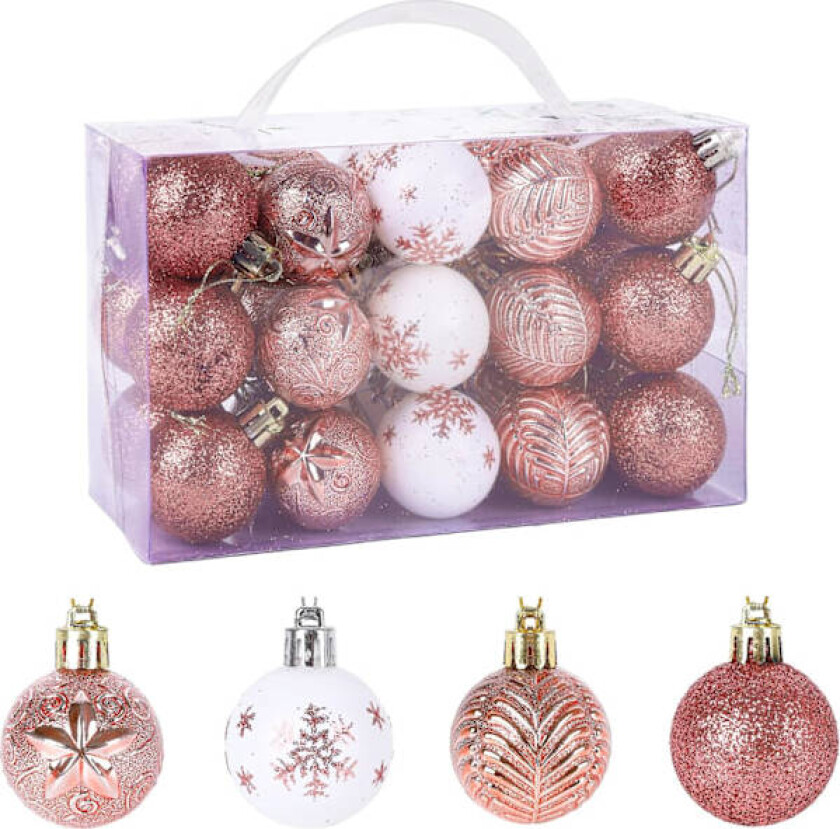 30 stk Juletrærpynt Gullkuler Juletrærpynt Knusefri Luksus Juletrærpynt Julekuledekorasjon Hengende Dekor Rose gold