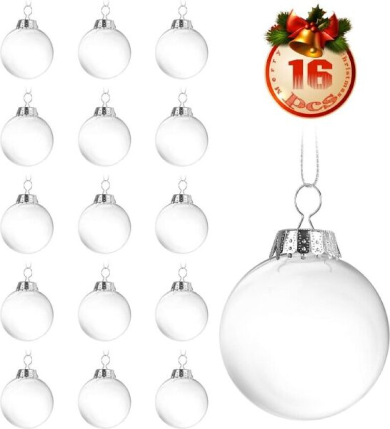 16 stk Gjennomsiktige julekuler