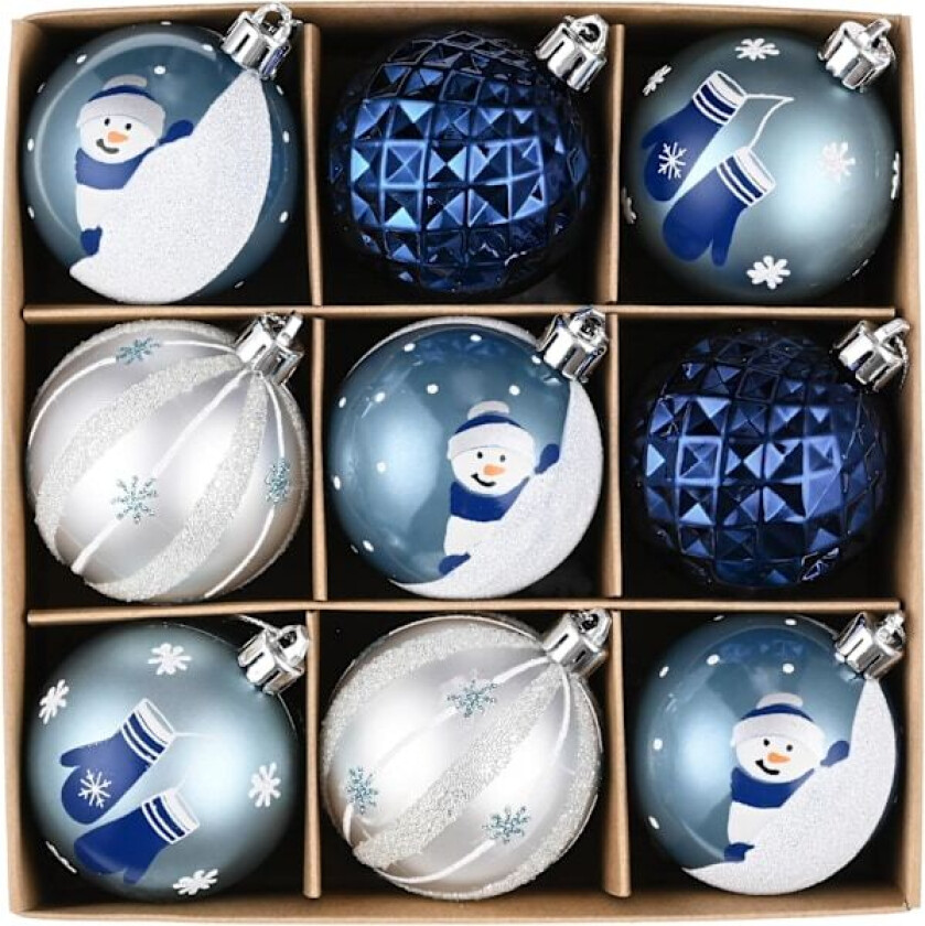 Julekuler, 9 stk 6 cm Sølvblå Julekulepynt til Juletrepynt Sølvblå Silver Blue