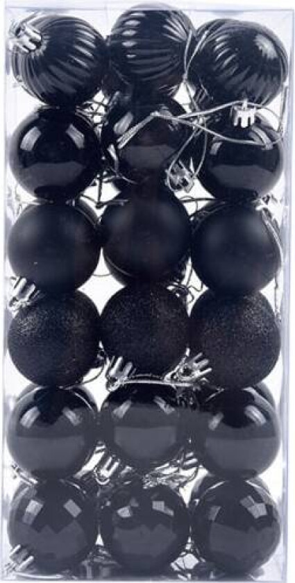 Pakke med 36 julekulepynt usynlig juledekorasjon juletrepynt svart