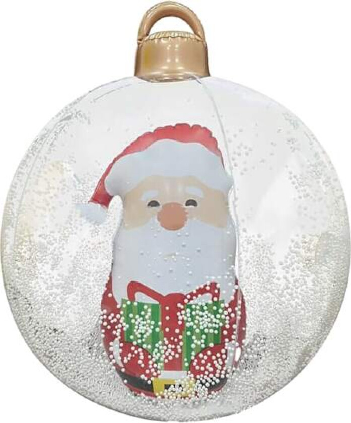 23,6 tommers oppblåsbare julekuler med LED-lys, gigantisk opplyst dekorert ball, PVC, sammenleggbar, gjennomsiktig, fjernkontroll, utendørsdekorasjon for julenissen