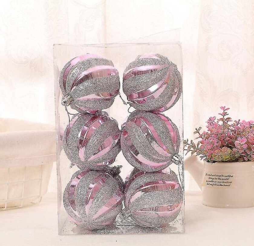 12 stk Julekuler Håndmalte Høy kvalitet Fargerike Kuler Malte Kuler 8cm Rosa