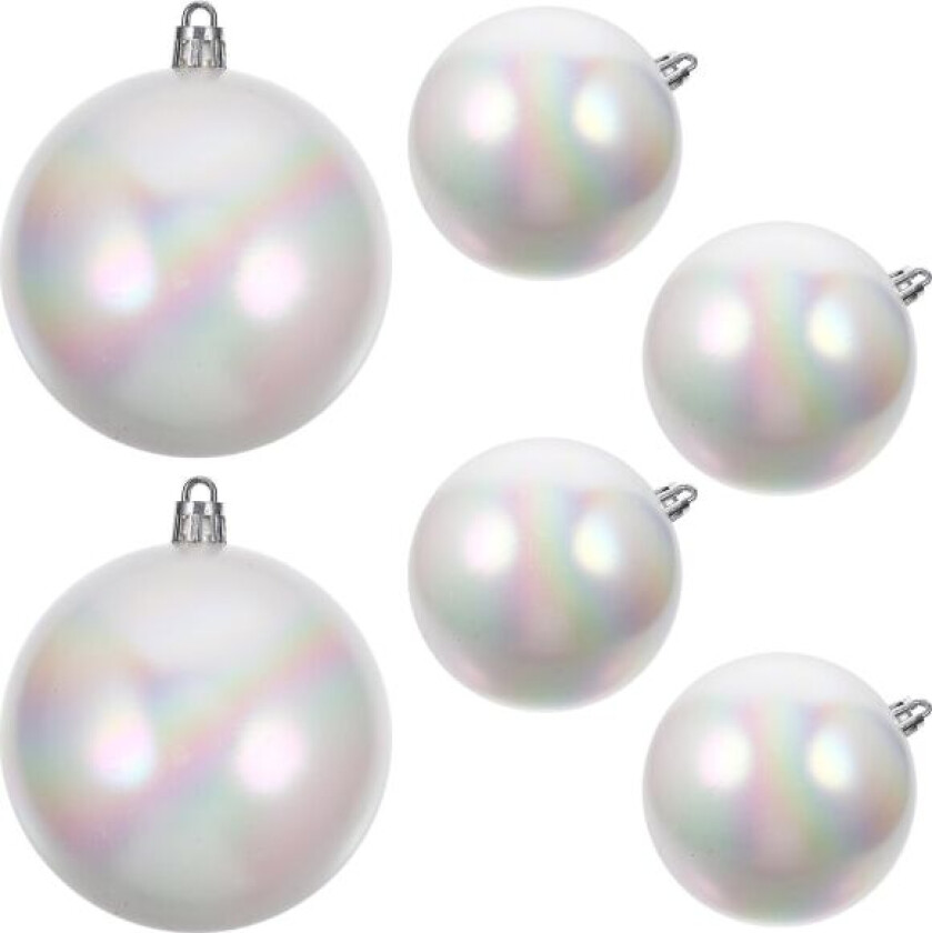 6-pak julekuleball ornamenter regnbue ball ornamenter juletre ornamenter (9X8X8CM, hvit)