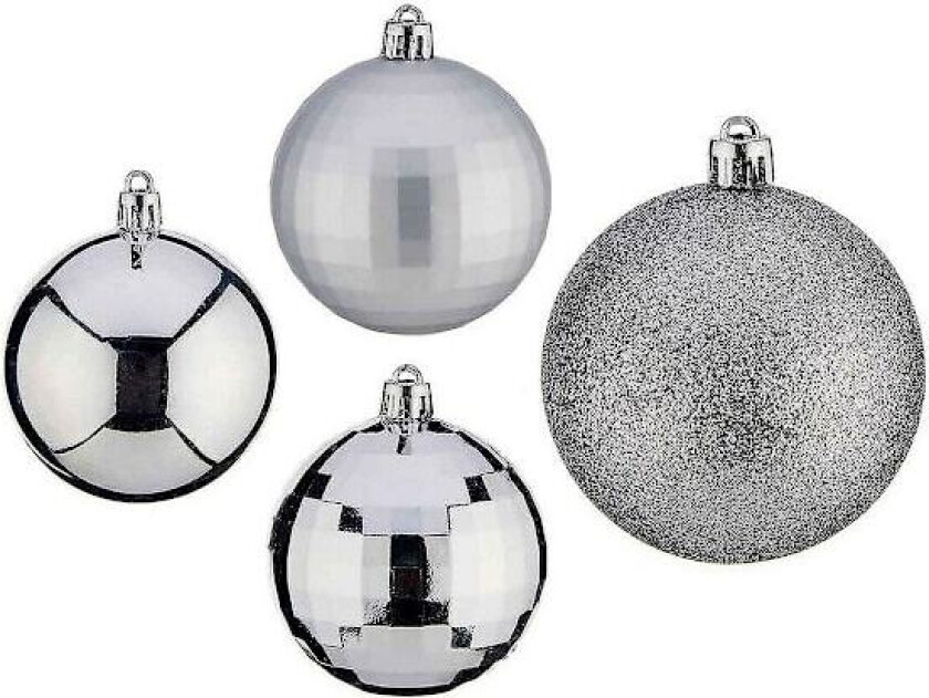 Julekuler Ø 7 cm 50 stk PVC Sølv