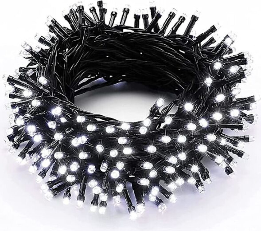 100 LED Julelysstreng, 10m Innendørs og Utendørs Juletrelys 8 Moduser Vanntette Hvite Lys White 10m