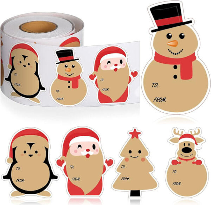 200 stk Julepapir Etiketter Søte Snømann Design Klistremerker med Navnelapper for Julegaveinnpakking W126 W126