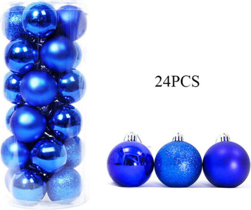 24 stk julekuler med glitter, julepynt