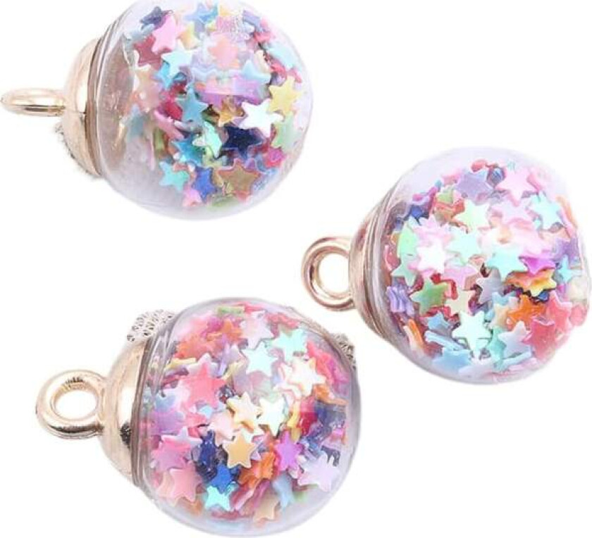 10 stk gjennomsiktige stjerne julekuler fargerike glitter glass julekule for juletrepynt, flerfarget