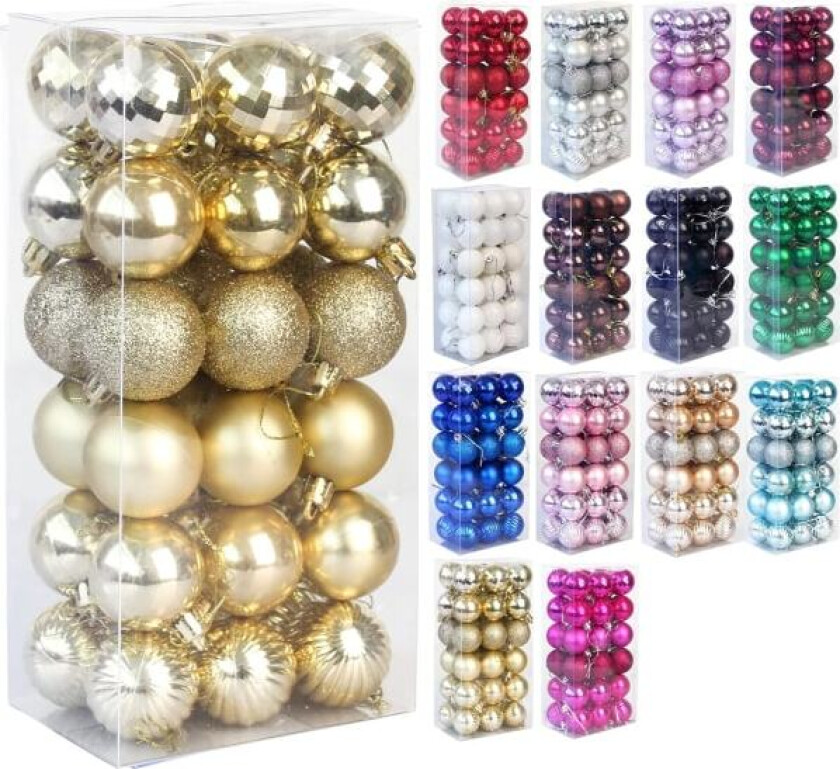 Julekule Shatterproof juletrepyntkule Julekulepynt Julepynt til bryllupsfest i høytiden 1,6\" (4 cm) 36 deler"