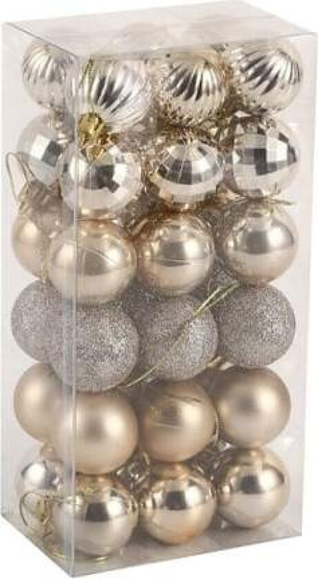 36 Julekulesett 4cm Julepynt Juletrepynt Kule Spesielle former 4cm36 champagne gull