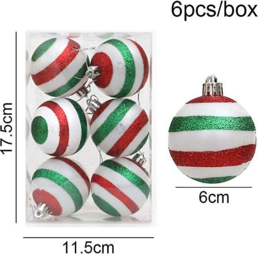 6 stk/boks juletreanheng elektroplettet snøfnugg julekule godteri ornament nyttår 2024 hjemmedekorasjon Noel gave Navidad (FMY) U-green point bottom