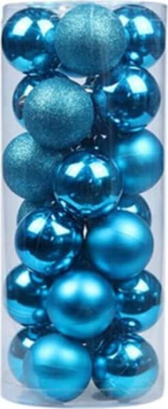 24 stk julekule ornamenter - sjøblå
