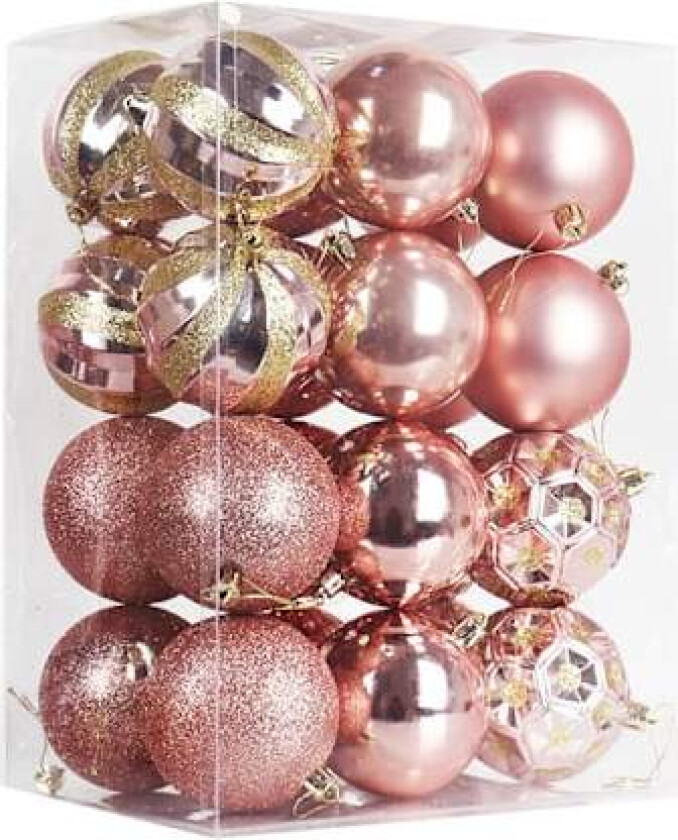 Set med 24 svarte kuler, 8 cm, juletrepynt, runde julekuler, juledekorasjon Sekt