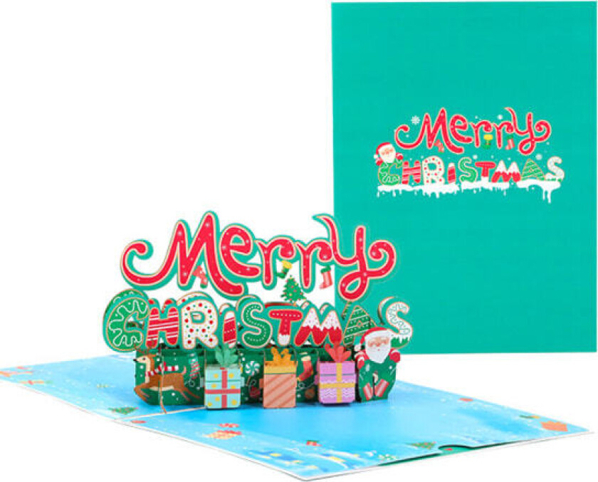 God jul popup-kort, 3D popup-gratulasjonskort for jul