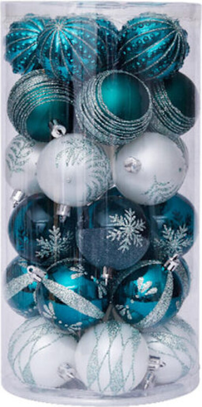 Glitterdekorasjon med julekule-sett