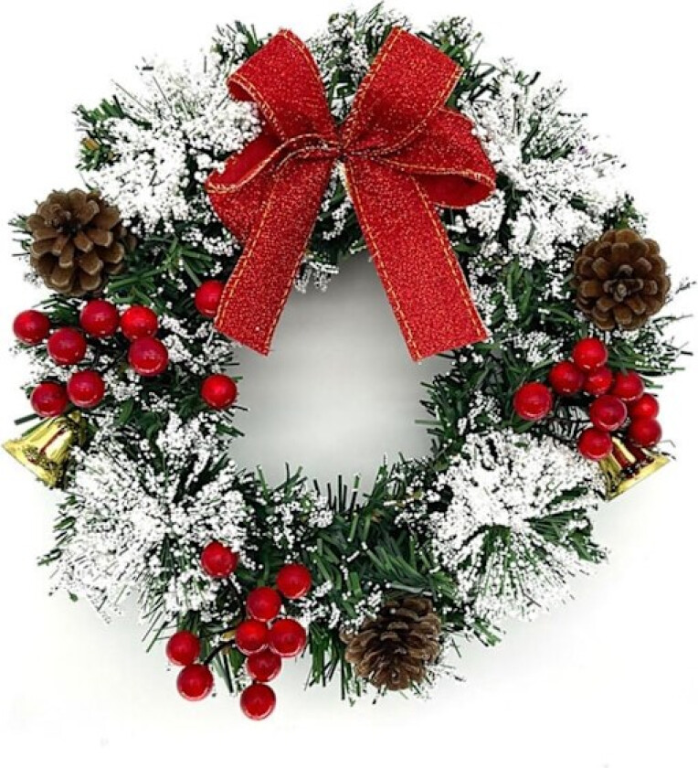 Julekrans, julekrans til inngangsdøren 20 cm kunstig vinter hengende inngangsdør vinduskrans med kongler bjelle bue, 20 cm 20 cm