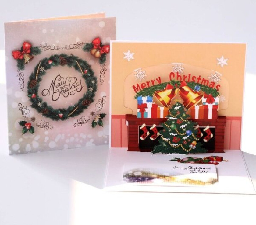 Pop-up julekort 3D juleferietre fargetrykk kort Godt nyttår Håndlaget gratulasjonskort