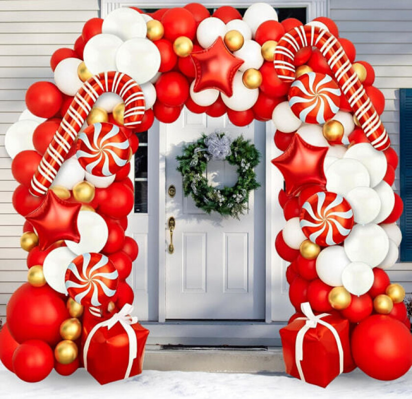 126 stk julekrans ballonger, juleballongbue sett lateksballonger juleballongfestdekorasjon ballongbue girlandersett