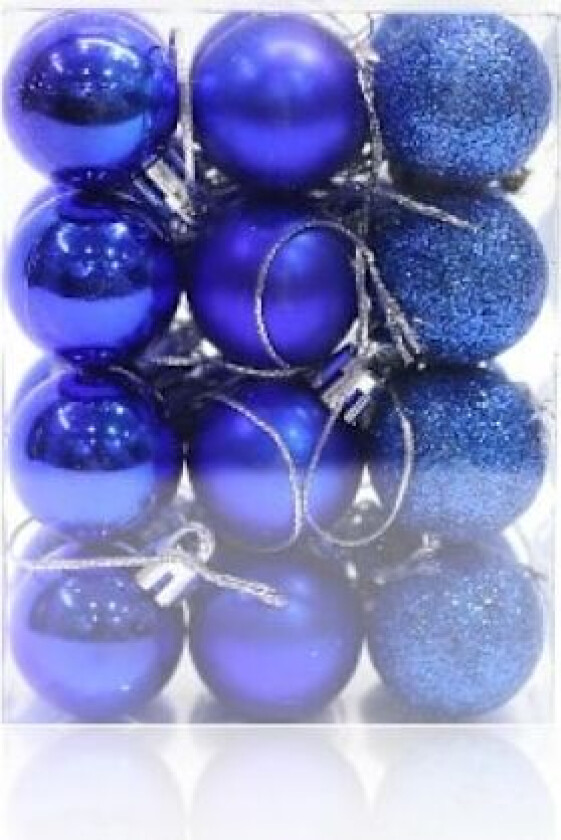 24 stk 3 cm julekule julepynt juledekorasjon blå nyttårsgave