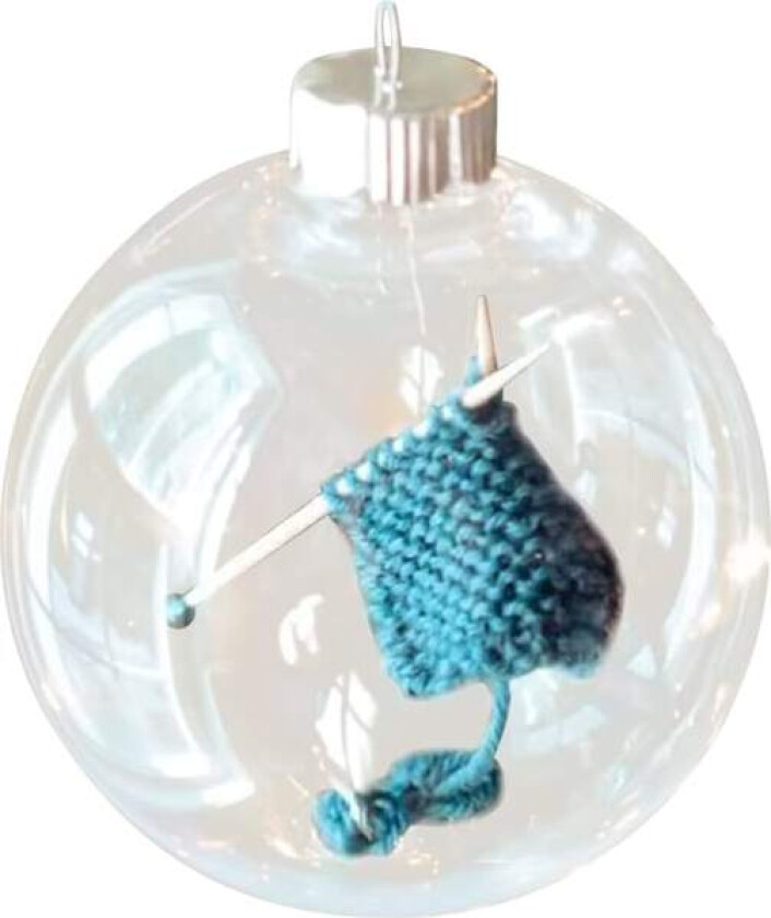 Gjennomsiktig julekule med strikking og hekling, strikkekule, julepynt i krystallklar ball