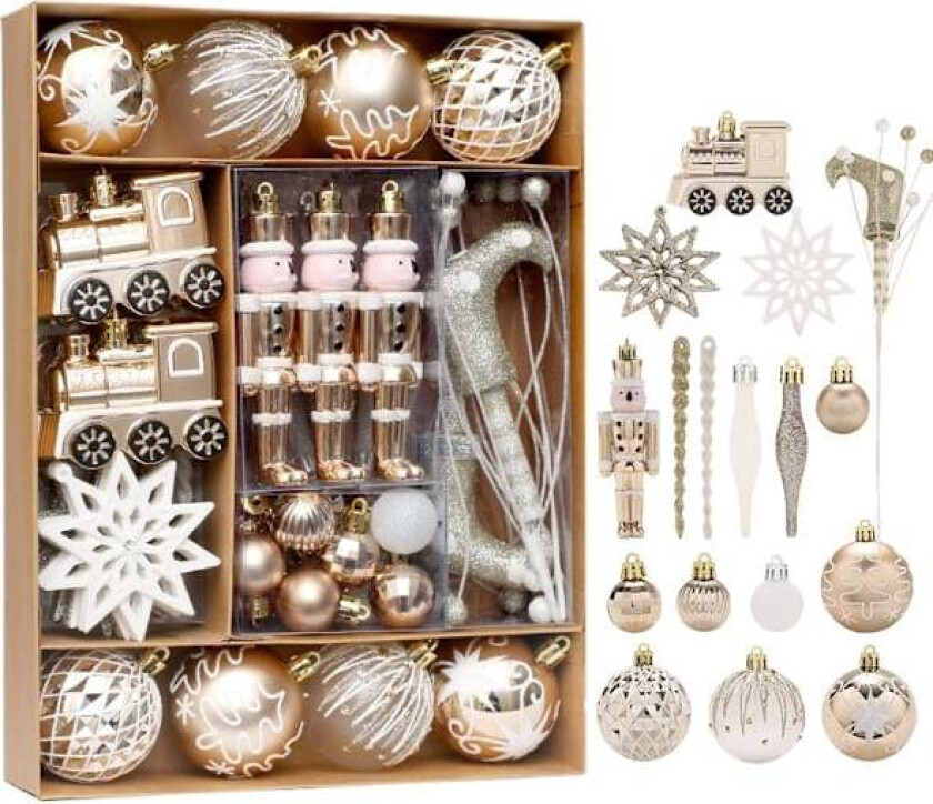 50 Pakk Julekule, Champagne, Uknuselige Julekuler, Snøflak, Julepynt