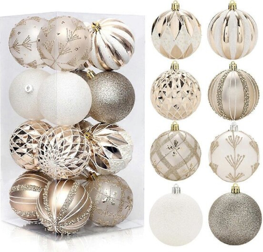 Julekuler Ornamenter, 1épcs Knusefrie Fargerike Glitrende Kuler Sett Juletrær Pynt Høytidsfest Kuler Dekorasjon champagne gull