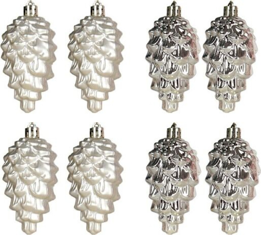 Set med 8 juletrærpynt, 9 cm, blanke og matte julekuler, kjegledekorasjon Sekt