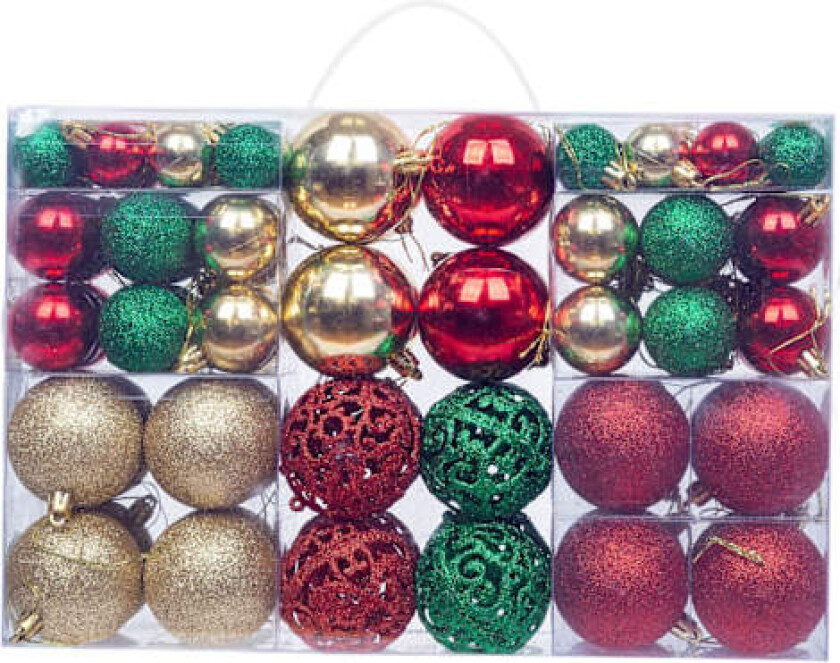 Julekulesett med 100 stk 3-6 cm rosa kuler, gjennombrutte julepyntkuler Grün