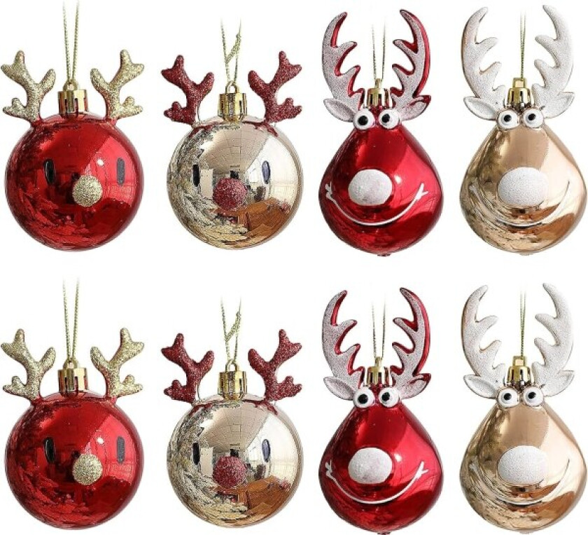 Sett med 8 ubruddbar julekuler til juletreet