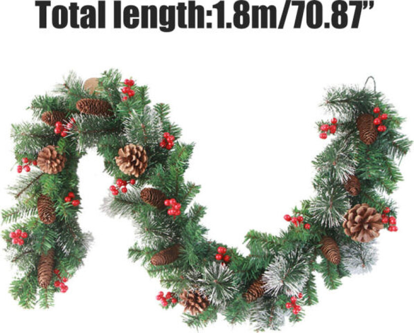 Julekrans med 50 LED-lys Kunstig juletrekrans Dekorativ for trapper, peiser, kontorer, utendørs