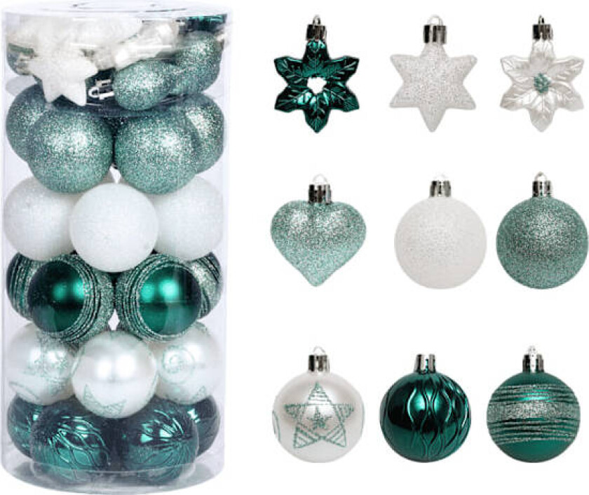 41 Julepynt, 5 cm stjerner malte julekule sett, juletrepynt Grün