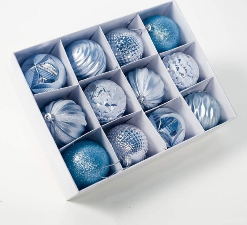 12 stk Julekuler Ornamenter Juletrepynt Blå