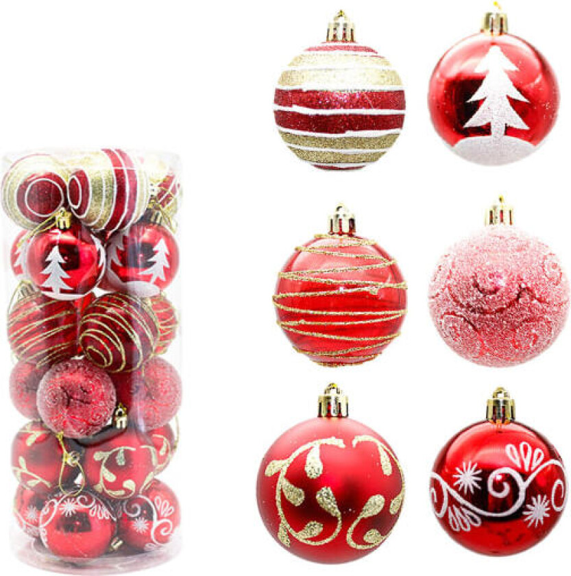 Julekuler 24 stk 6cm/2,36 tommer Uknuselige plast julekuler, julekulepynt til juletre bryllupsfest og hjemmedekor