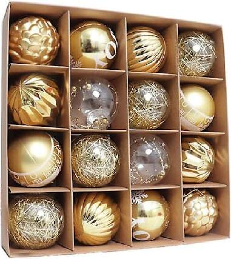 2024 Nye 16 stk 6cm Fargerike Julekuler Ornament Fest Henger Dekorasjon Julekuler Nyttårsgave Golden A