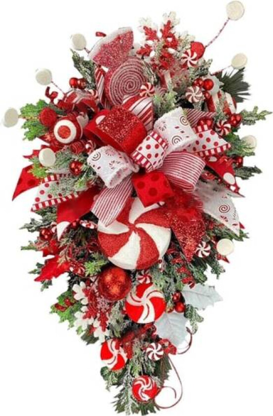 Julekrans Dørkrans Jul, Kunstig Julegirlander med Slikkepinner, Juleferie Girlandere, Jule Adventskrans