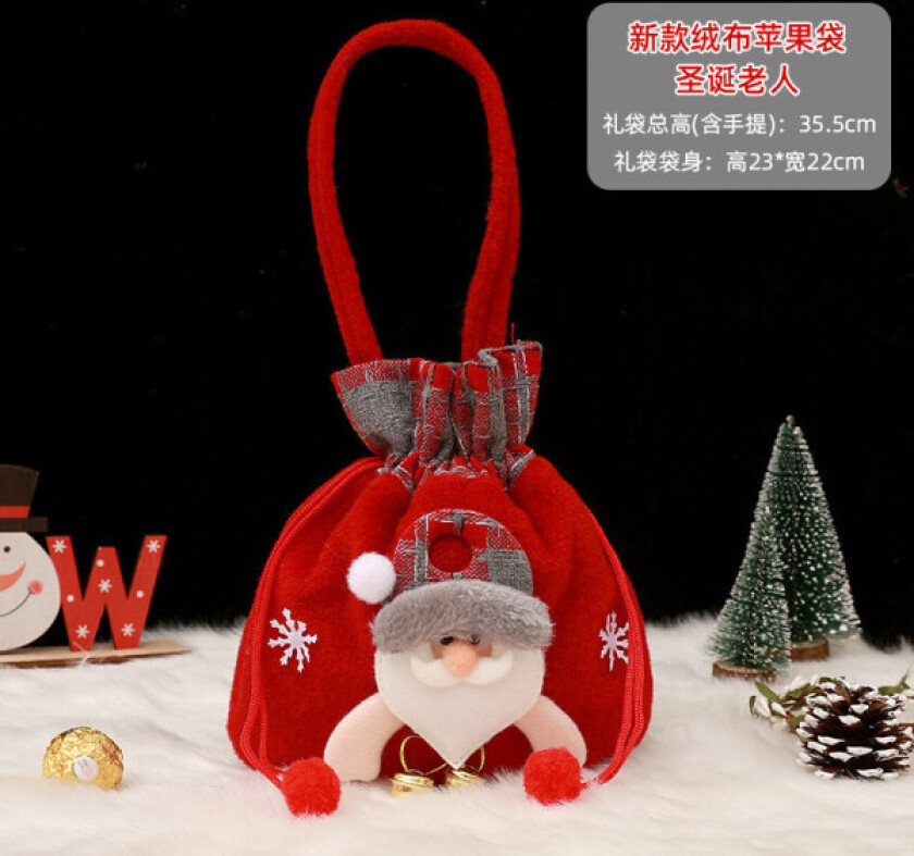 Mub- Jul eplepose gavepose julaften frukt emballasjepose godteri gave stoffpose gaveemballasje Ny flanell för äldre