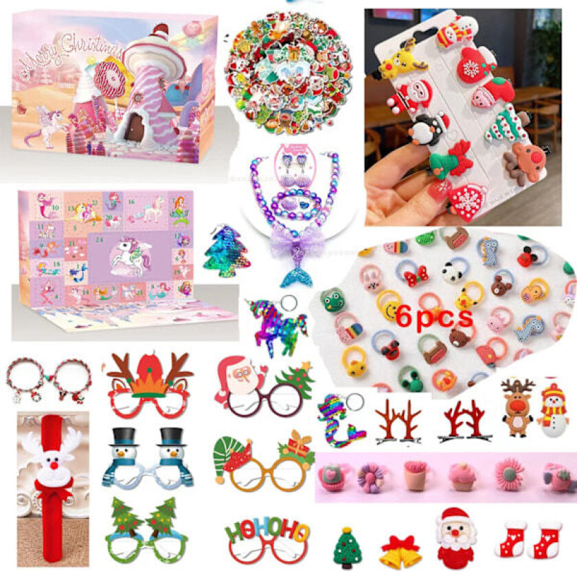 Julekalender Nedtelling Blind Box Unicorn Is og Snø Ornament Jenter Feriegave Leke (YSJ) Accessories ST-029 (100pcs)